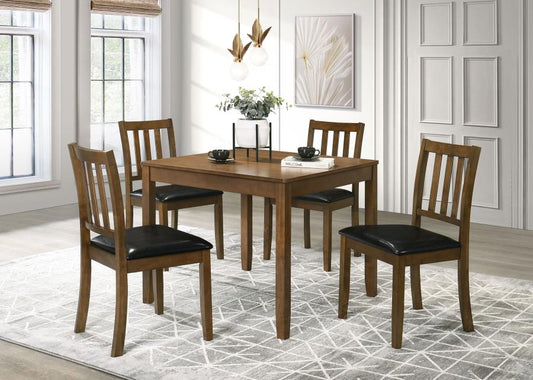 Parkwood 5-Piece Square Dining Table Set Honey Brown - Warm and Inviting Dining Set for Any Home