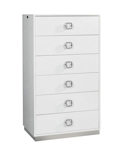 Victoria Six Drawer White Crocodile Lacquer Chest