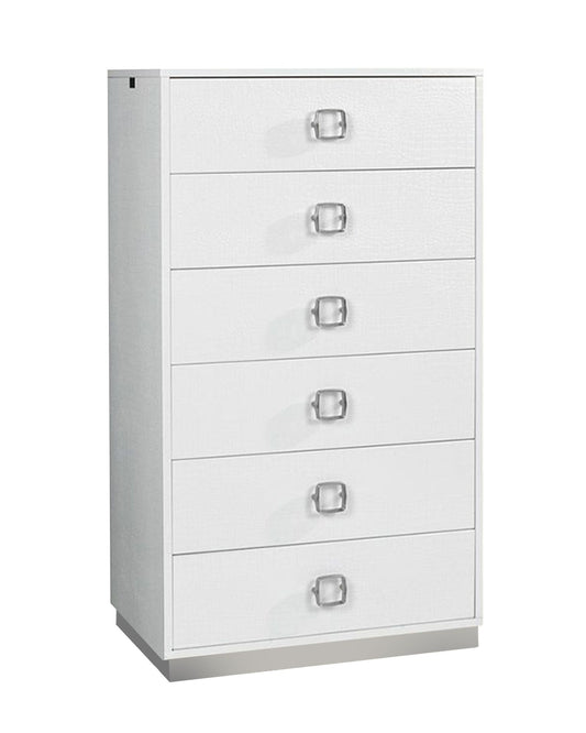 Victoria Six Drawer White Crocodile Lacquer Chest