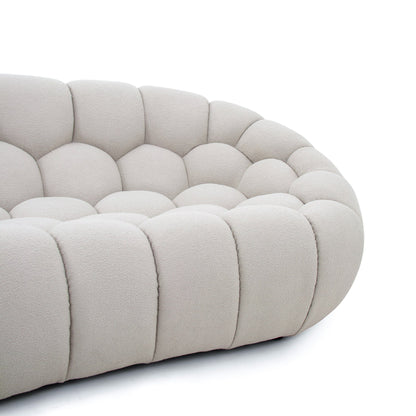Divani Casa Yolonda Modern Curved Beige Fabric Sofa - Elegant & Comfortable Living Room Seating