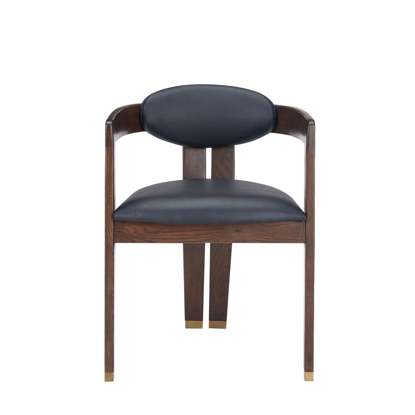 Modrest Belton - Modern Black Vegan Leather + Brown Oak Dining Chair