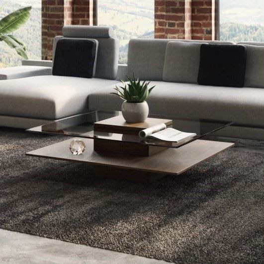 Clarion Walnut and Glass Coffee Table