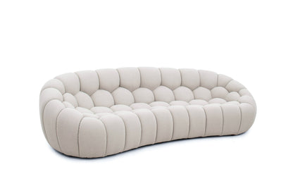 Divani Casa Yolonda Modern Curved Beige Fabric Sofa - Elegant & Comfortable Living Room Seating