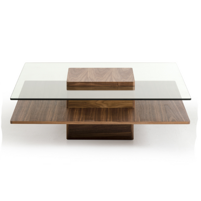Clarion Walnut and Glass Coffee Table