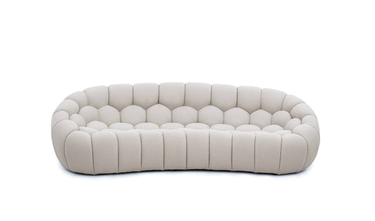 Divani Casa Yolonda Modern Curved Beige Fabric Sofa - Elegant & Comfortable Living Room Seating