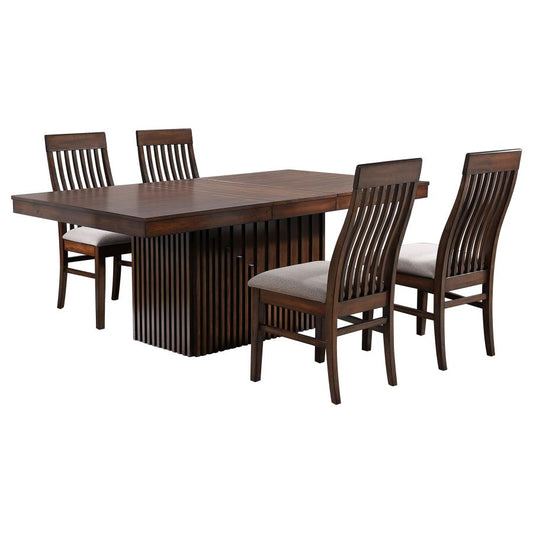 Briarwood 5-Piece Rectangular Dining Set with Removable Extension Leaf in Mango Oak - Stylish and Versatile Dining Set for Comfortable Gatherings