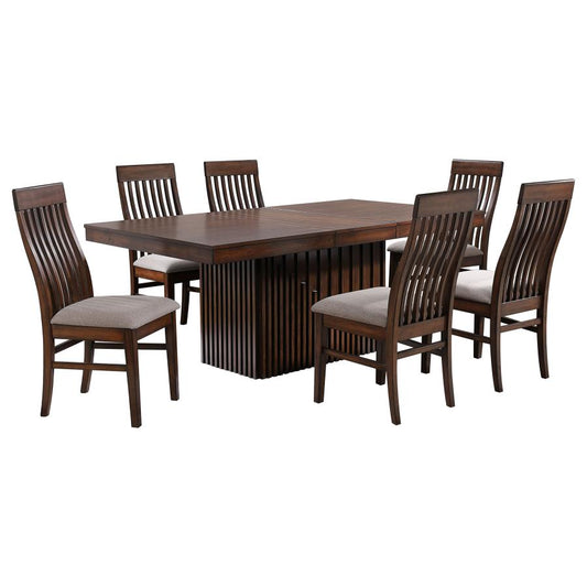 Briarwood 7-Piece Rectangular Dining Set with Removable Extension Leaf in Mango Oak - Spacious and Elegant Dining Set for Memorable Gatherings