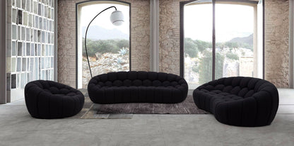 Divani Casa Yolonda Modern Curved Black Fabric Sofa – Stylish Contemporary Living Room Seating