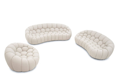 Divani Casa Yolonda Modern Curved Beige Fabric Sofa Set - Stylish & Comfortable Living Room Seating