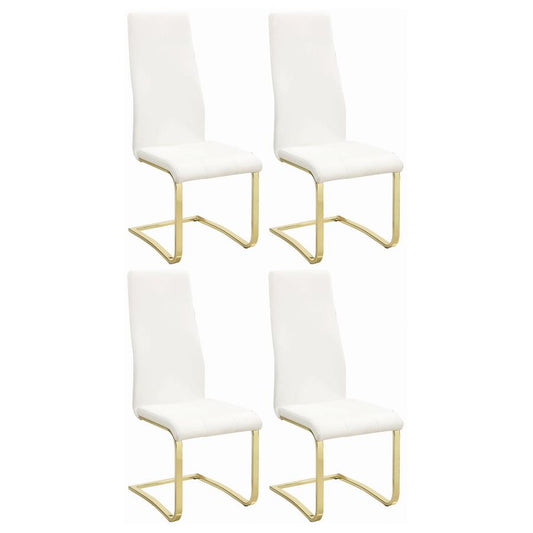 Chanel Modern White And Rustic Brass Dining Side Chair (Set of 4)