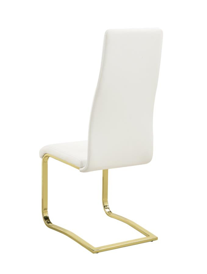 Chanel Modern White And Rustic Brass Dining Side Chair (Set of 4)