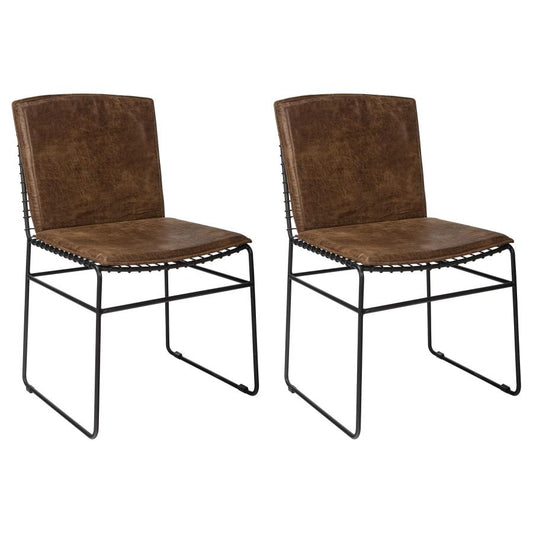 Sherman Upholstered Side Chairs Antique Brown And Matte Black (Set Of 2)