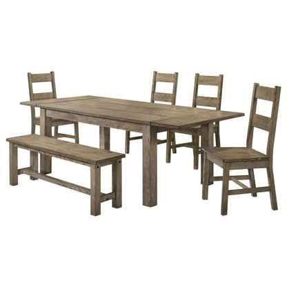 Cardova 6-Piece Extension Dining Table Set in Vineyard Oak - Solid Wood Dining Room Furniture