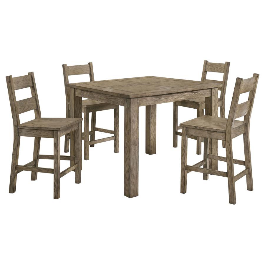 Cardova 5-Piece Counter Height Dining Set in Vineyard Oak - Stylish Space-Saving Dining Furniture