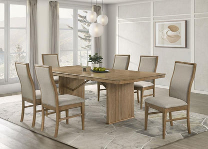 Adina 7 Piece Distressed Light Brown Extension Dining Set