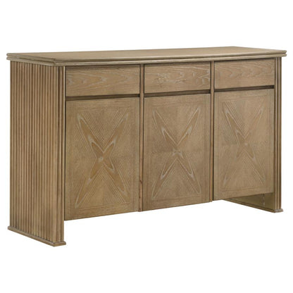 Adina 2-Door 59-Inch Sideboard Server – Distressed Light Brown Storage Cabinet