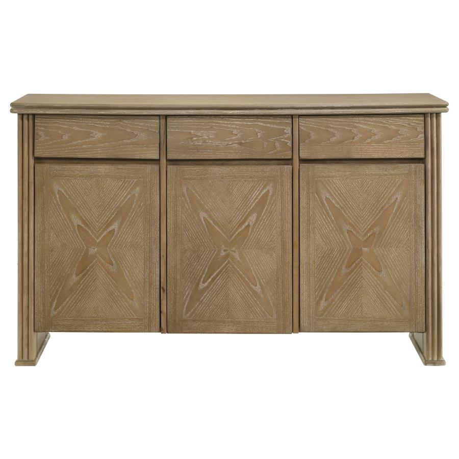 Adina 2-Door 59-Inch Sideboard Server – Distressed Light Brown Storage Cabinet