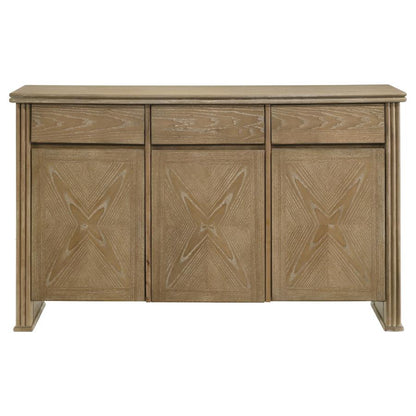 Adina 2-Door 59-Inch Sideboard Server – Distressed Light Brown Storage Cabinet