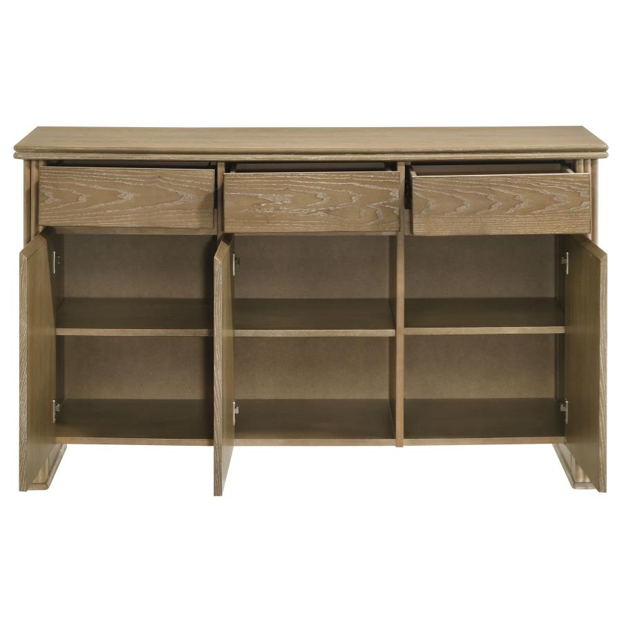 Adina 2-Door 59-Inch Sideboard Server – Distressed Light Brown Storage Cabinet