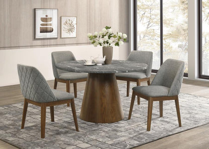 Franklin 5‑Piece 50‑Inch Round Dining Table Set Grey and Dark Oak
