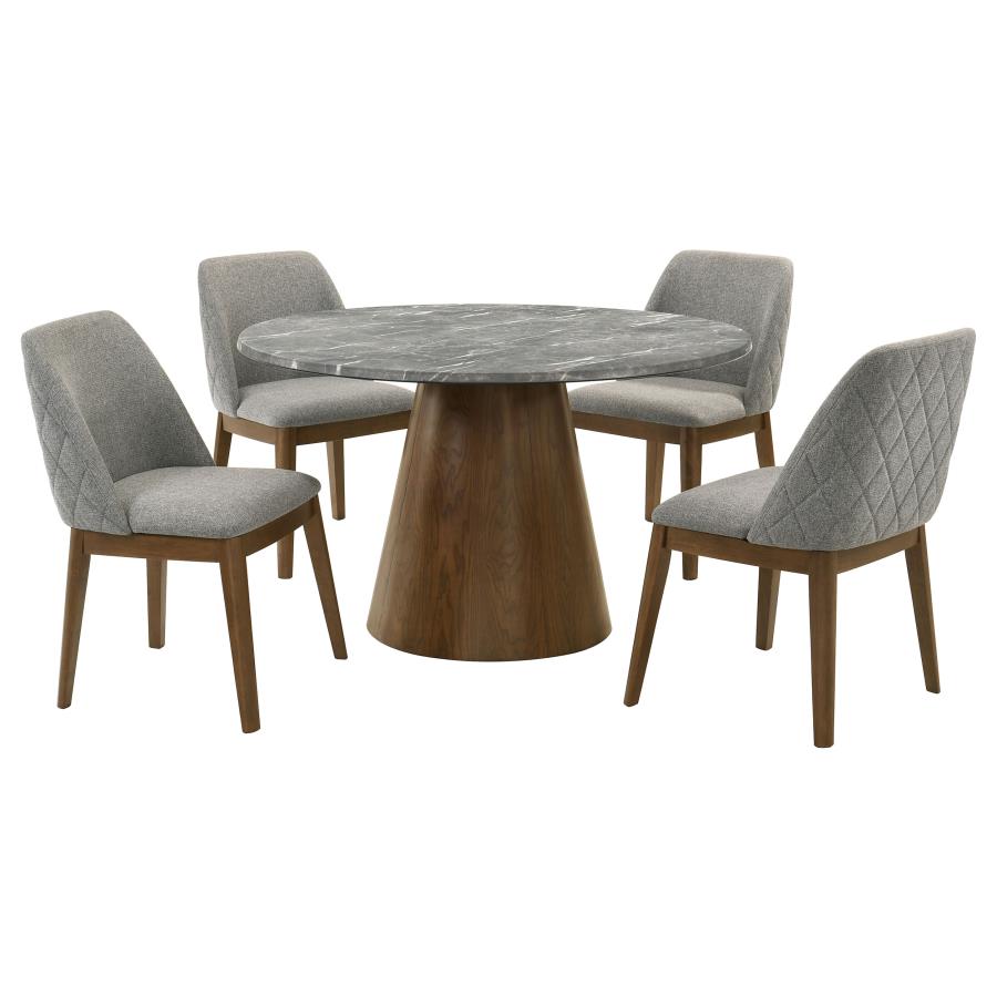 Franklin 5‑Piece 50‑Inch Round Dining Table Set Grey and Dark Oak
