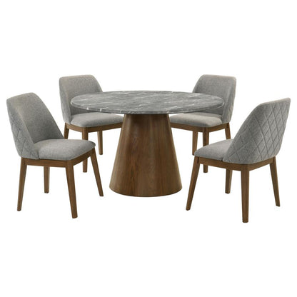 Franklin 5‑Piece 50‑Inch Round Dining Table Set Grey and Dark Oak