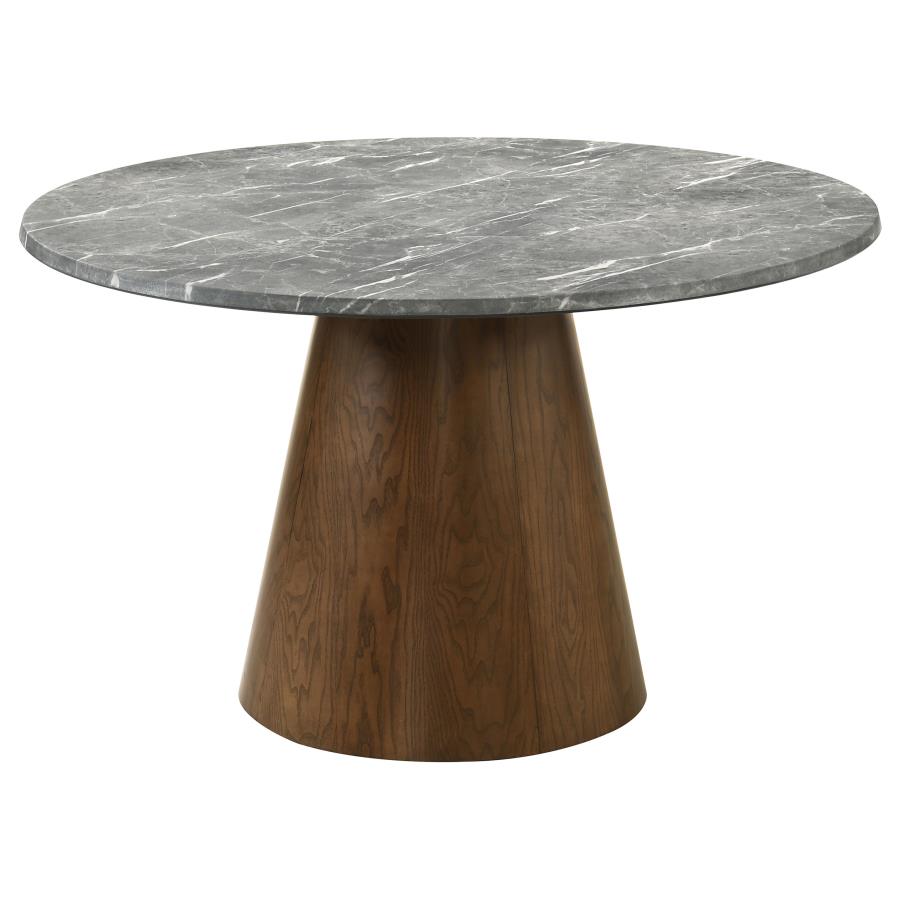 Franklin 5‑Piece 50‑Inch Round Dining Table Set Grey and Dark Oak