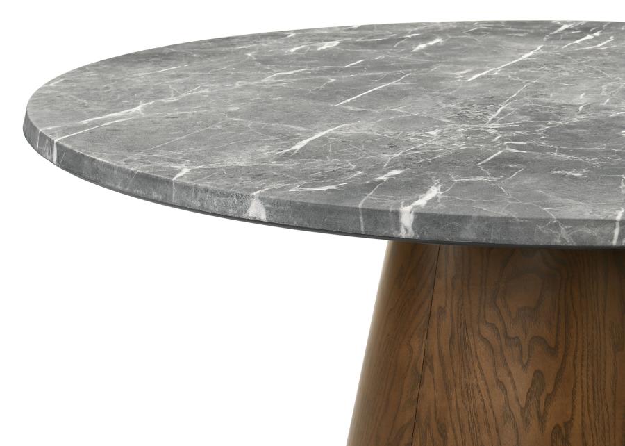 Franklin 5‑Piece 50‑Inch Round Dining Table Set Grey and Dark Oak