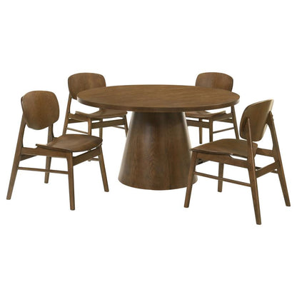 Franklin 5 Piece Dark Brown 54 Inch Round Pedestal Dining Table Set