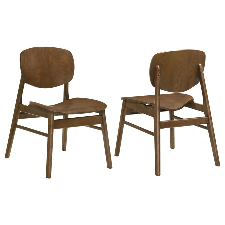 Benford Dark Brown Dining Side Chair with Curved Wood Back Set of 2
