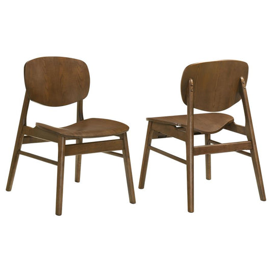 Benford Dark Brown Dining Side Chair with Curved Wood Back Set of 2
