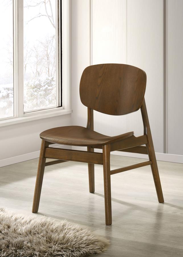 Benford Dark Brown Dining Side Chair with Curved Wood Back Set of 2