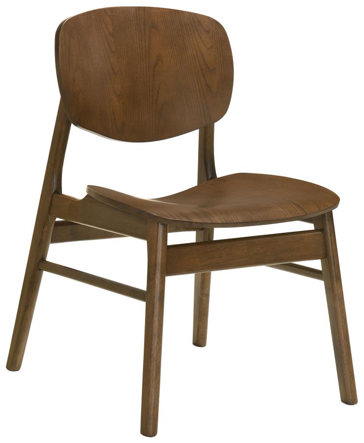 Benford Dark Brown Dining Side Chair with Curved Wood Back Set of 2