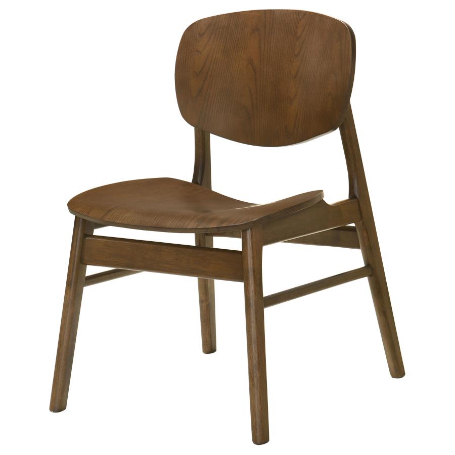 Benford Dark Brown Dining Side Chair with Curved Wood Back Set of 2