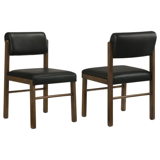 Kehoe Black Upholstered Dining Side Chair with Walnut Frame Set of 2