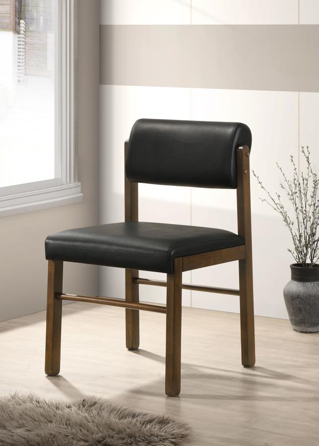 Kehoe Black Upholstered Dining Side Chair with Walnut Frame Set of 2