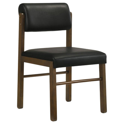 Kehoe Black Upholstered Dining Side Chair with Walnut Frame Set of 2