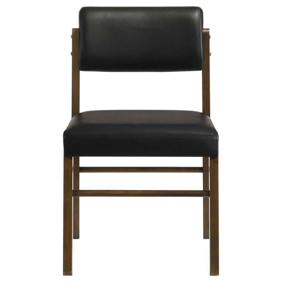 Kehoe Black Upholstered Dining Side Chair with Walnut Frame Set of 2