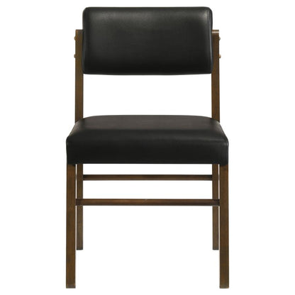 Kehoe Black Upholstered Dining Side Chair with Walnut Frame Set of 2
