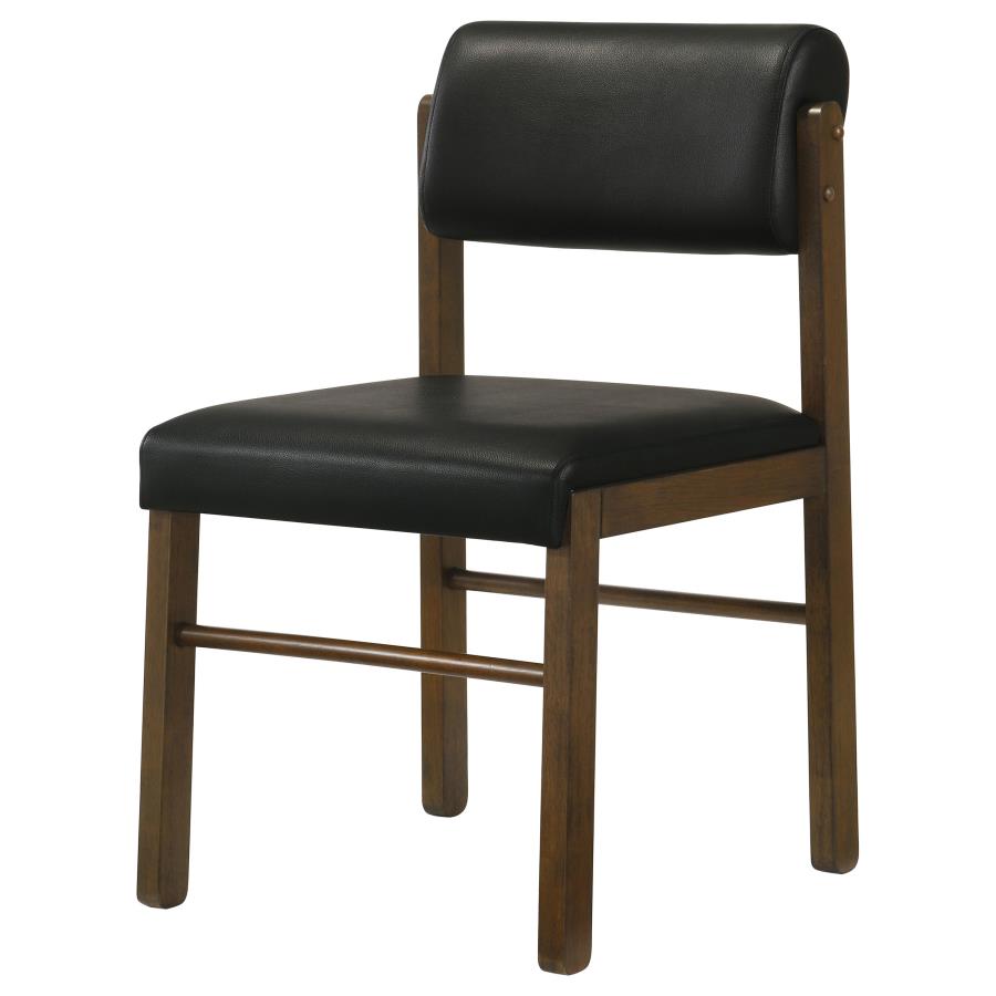 Kehoe Black Upholstered Dining Side Chair with Walnut Frame Set of 2