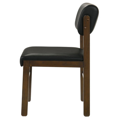 Kehoe Black Upholstered Dining Side Chair with Walnut Frame Set of 2