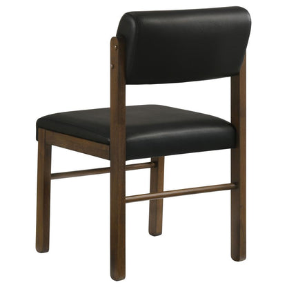 Kehoe Black Upholstered Dining Side Chair with Walnut Frame Set of 2