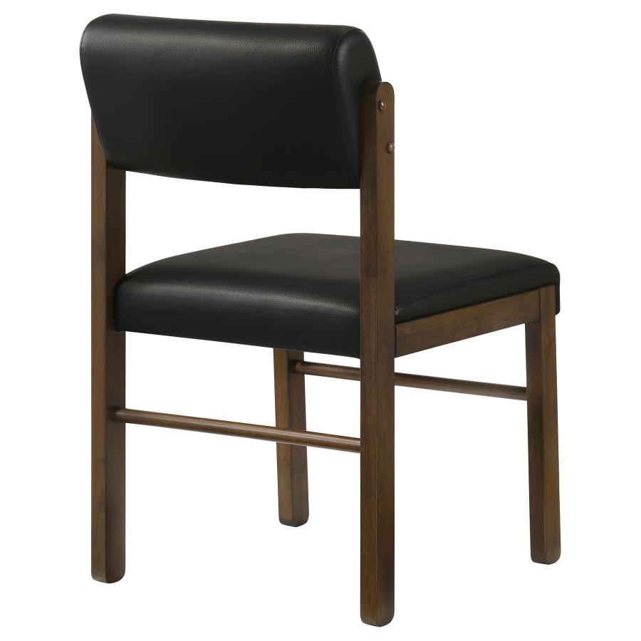 Kehoe Black Upholstered Dining Side Chair with Walnut Frame Set of 2