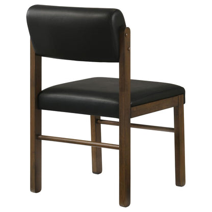 Kehoe Black Upholstered Dining Side Chair with Walnut Frame Set of 2
