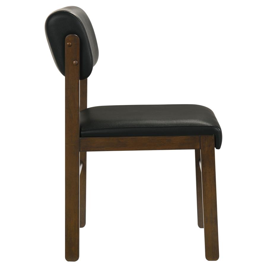 Kehoe Black Upholstered Dining Side Chair with Walnut Frame Set of 2