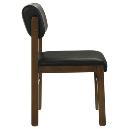 Kehoe Black Upholstered Dining Side Chair with Walnut Frame Set of 2