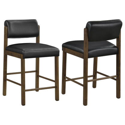 Kehoe Black Upholstered Counter Height Chair with Walnut Frame Set of 2
