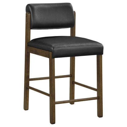 Kehoe Black Upholstered Counter Height Chair with Walnut Frame Set of 2