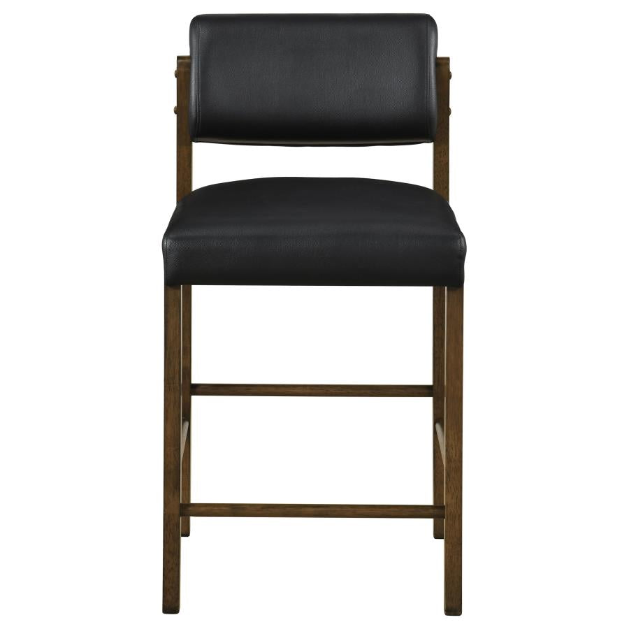 Kehoe Black Upholstered Counter Height Chair with Walnut Frame Set of 2