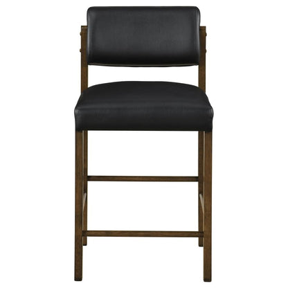 Kehoe Black Upholstered Counter Height Chair with Walnut Frame Set of 2